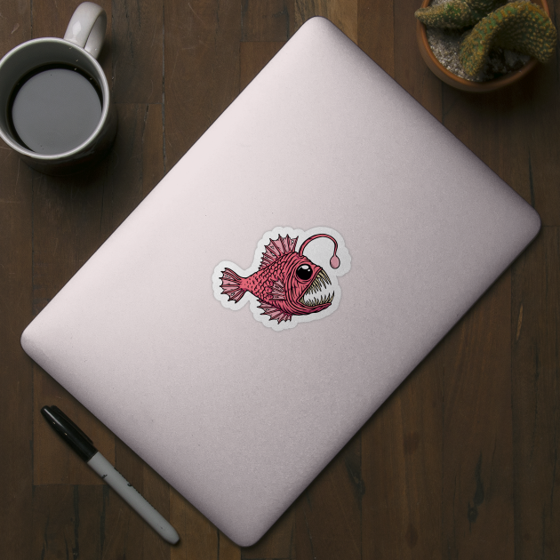 Gnarly Angler Fish Illustration // Ugly Anglerfish // Deep Sea Fish by SLAG_Creative